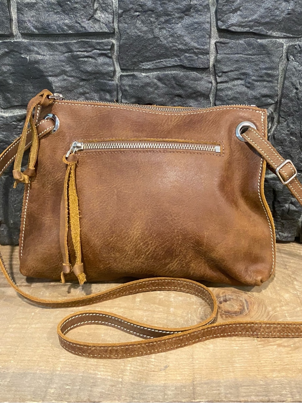 Roots Leather Crossbody Bag